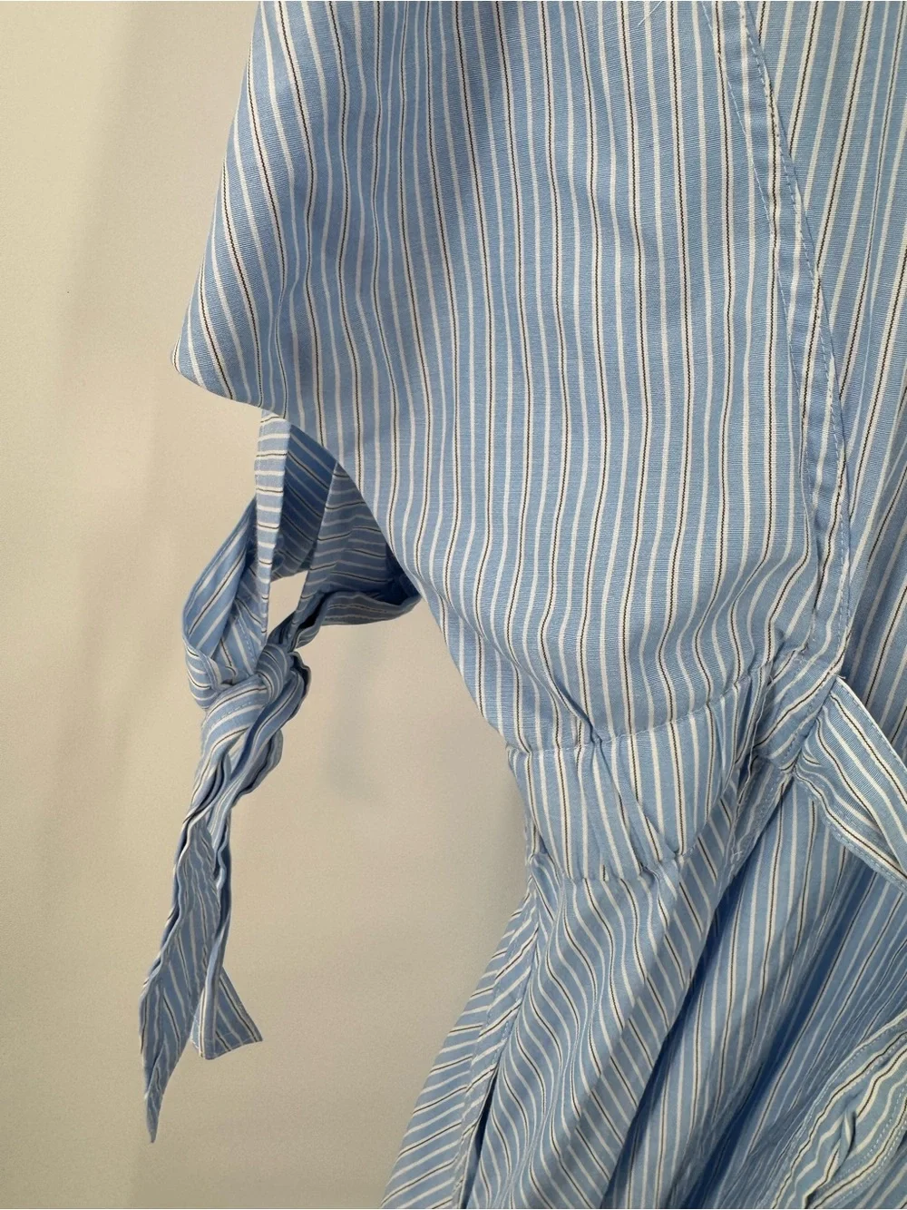 3.1 Phillip Lim Light Blue Striped V-Neck Belted Midi Dress